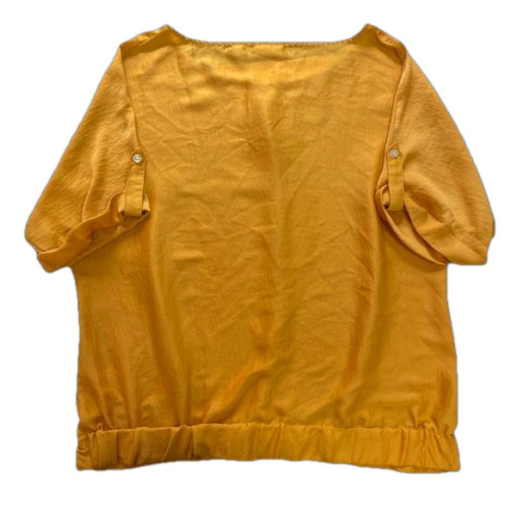 New York & Company blouse short sleeve golden yellow Womens size XL